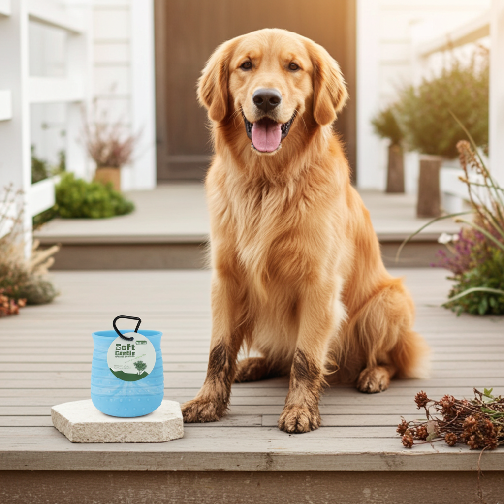 2-in-1 Dog Paw Cleaner Cup — Soft Foot Washer & Brush, Portable Pet Foot Cleaning Bucket