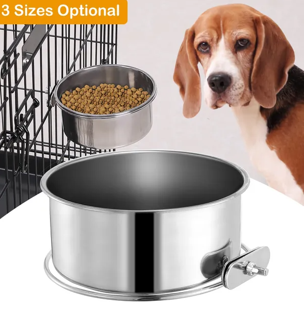 Stainless Steel Hanging Dog Bowl, Detachable Pet Food Bowl