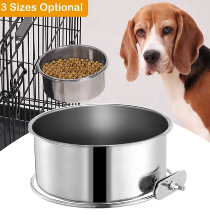Stainless Steel Hanging Dog Bowl, Detachable Pet Food Bowl