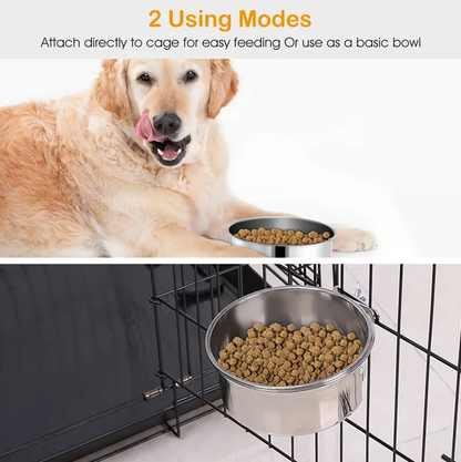 Stainless Steel Hanging Dog Bowl, Detachable Pet Food Bowl