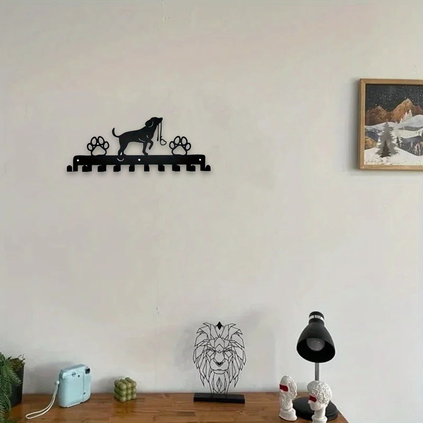 Rustic Paw™ Farmhouse Wall Sanctuary - Wooden Key & Leash Holder