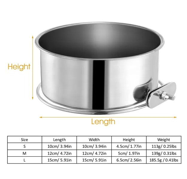 Stainless Steel Hanging Dog Bowl, Detachable Pet Food Bowl