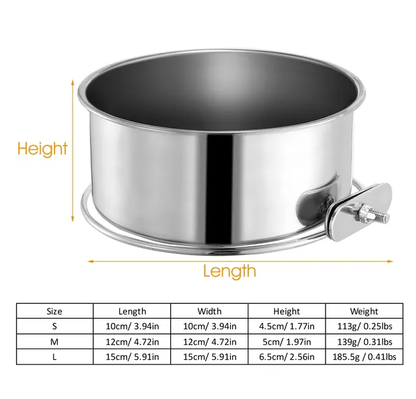 Stainless Steel Hanging Dog Bowl, Detachable Pet Food Bowl