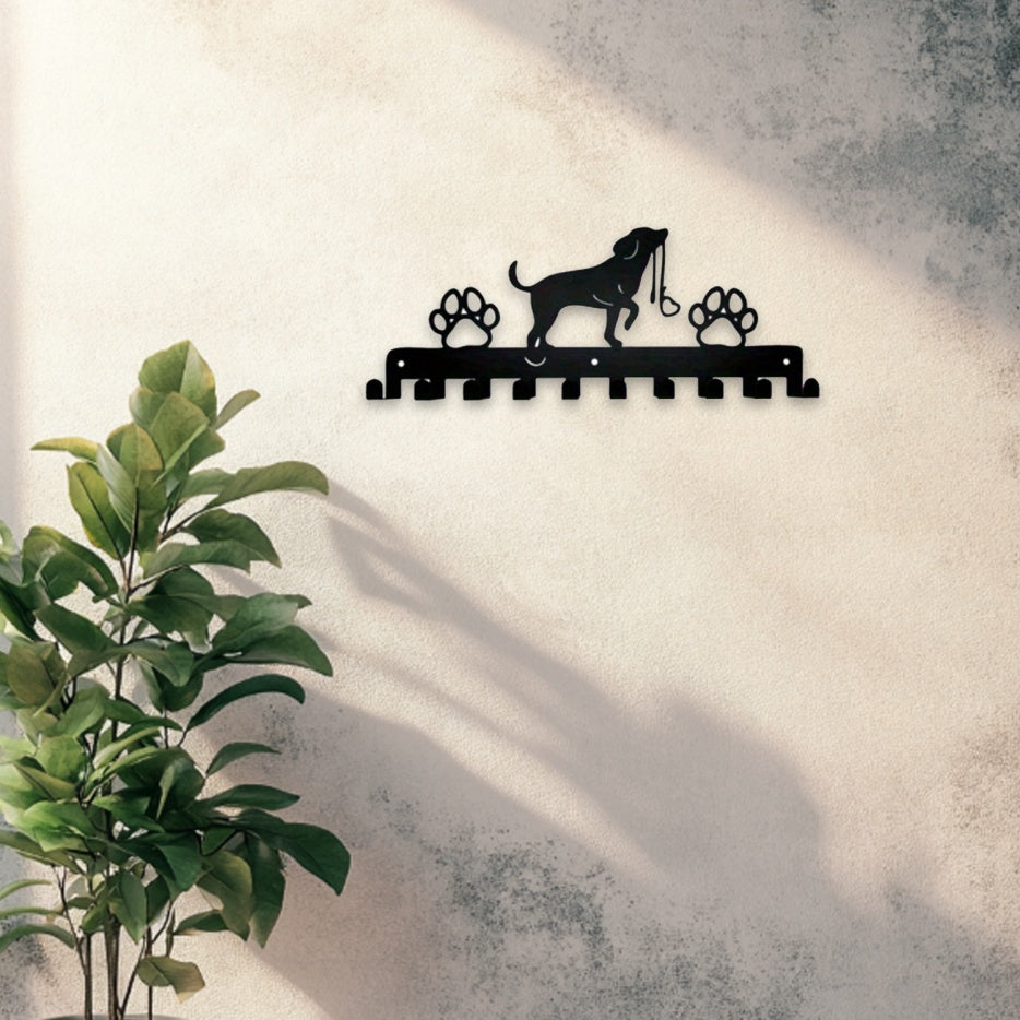 Rustic Paw™ Farmhouse Wall Sanctuary - Wooden Key & Leash Holder