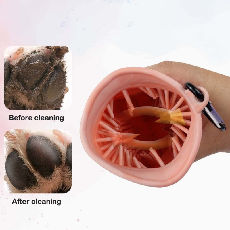 2-in-1 Dog Paw Cleaner Cup — Soft Foot Washer & Brush, Portable Pet Foot Cleaning Bucket