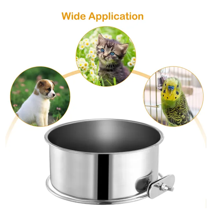Stainless Steel Hanging Dog Bowl, Detachable Pet Food Bowl