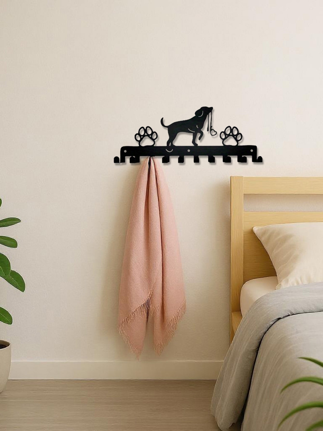 Rustic Paw™ Farmhouse Wall Sanctuary - Wooden Key & Leash Holder