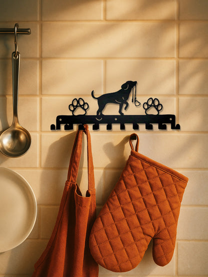 Rustic Paw™ Farmhouse Wall Sanctuary - Wooden Key & Leash Holder