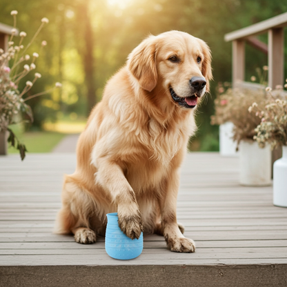 2-in-1 Dog Paw Cleaner Cup — Soft Foot Washer & Brush, Portable Pet Foot Cleaning Bucket