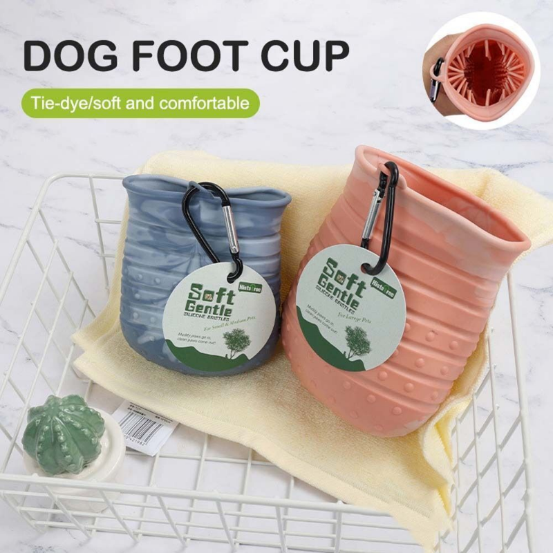 2-in-1 Dog Paw Cleaner Cup — Soft Foot Washer & Brush, Portable Pet Foot Cleaning Bucket