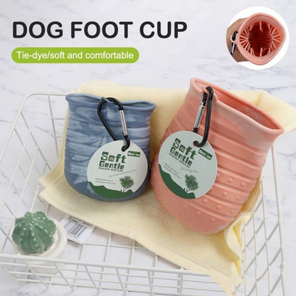 2-in-1 Dog Paw Cleaner Cup — Soft Foot Washer & Brush, Portable Pet Foot Cleaning Bucket