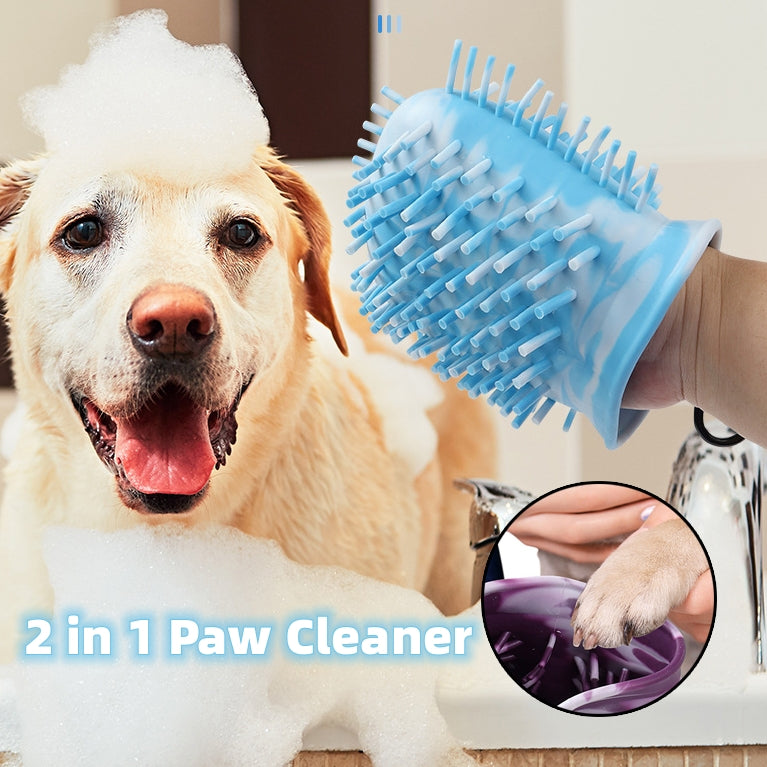 2-in-1 Dog Paw Cleaner Cup — Soft Foot Washer & Brush, Portable Pet Foot Cleaning Bucket