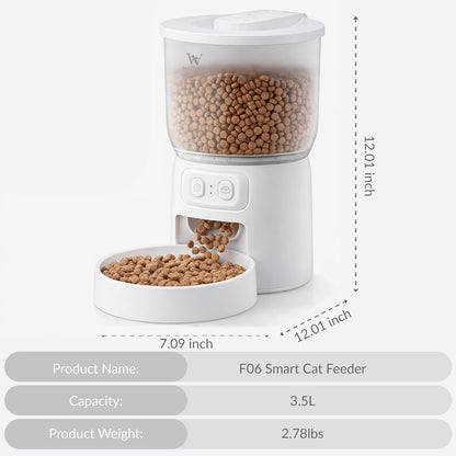 Waithem Wi-Fi Automatic Cat Feeder — App-Controlled Timed Dry Food Dispenser with Programmable Portions (Up to 10 Meals/Day), Dual Power Supply, Suitable for Cats and Small Dogs