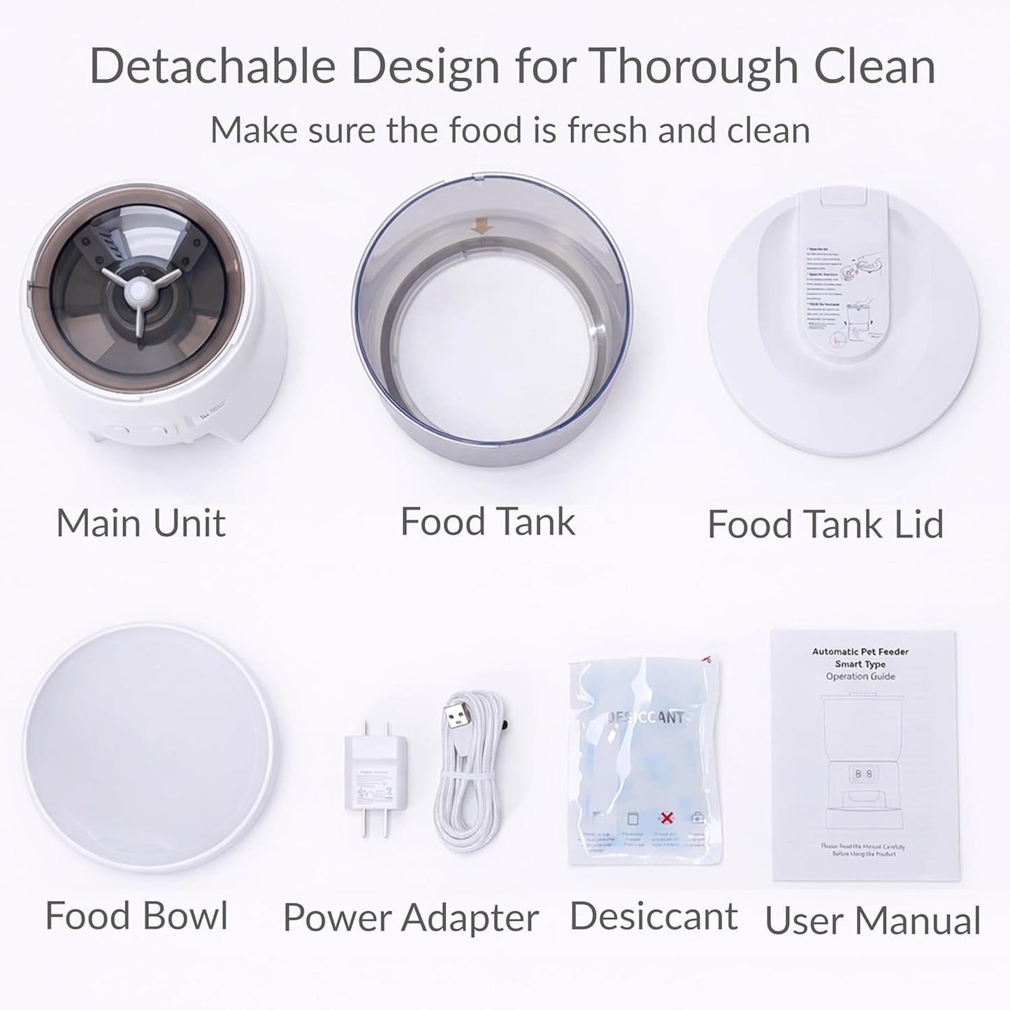 Waithem Wi-Fi Automatic Cat Feeder — App-Controlled Timed Dry Food Dispenser with Programmable Portions (Up to 10 Meals/Day), Dual Power Supply, Suitable for Cats and Small Dogs
