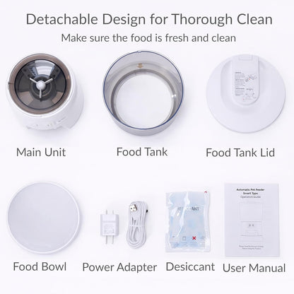 Waithem Wi-Fi Automatic Cat Feeder — App-Controlled Timed Dry Food Dispenser with Programmable Portions (Up to 10 Meals/Day), Dual Power Supply, Suitable for Cats and Small Dogs